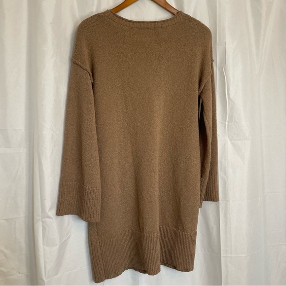 Women’s Brown Long Wide Sleeve Sweater Mini Dress Size Small - Picture 11 of 14